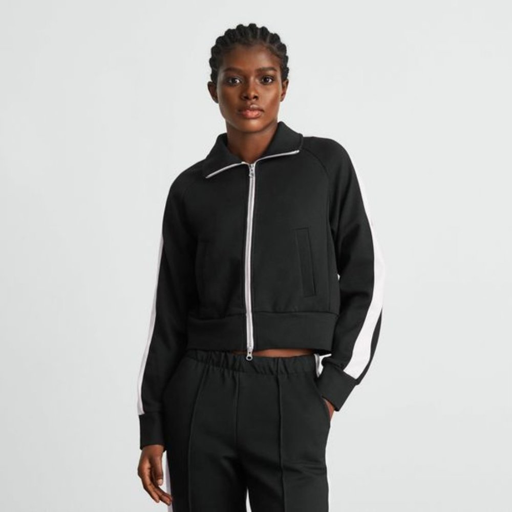 Everlane - The Dream Zip-Up black and white track jacket
